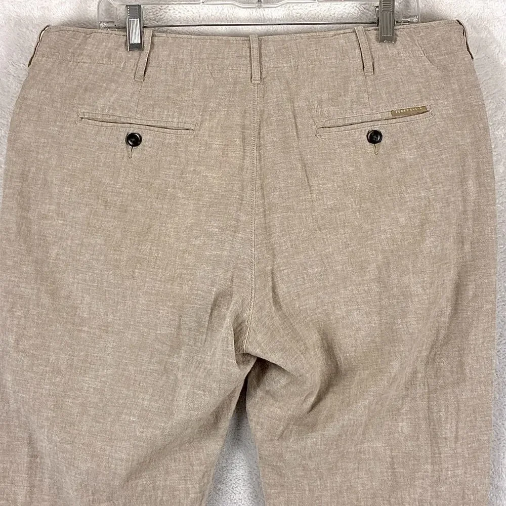 Perry Ellis Pants Mens 34x30 (37x28) Beige Linen Drawstring Beach Summer Preppy